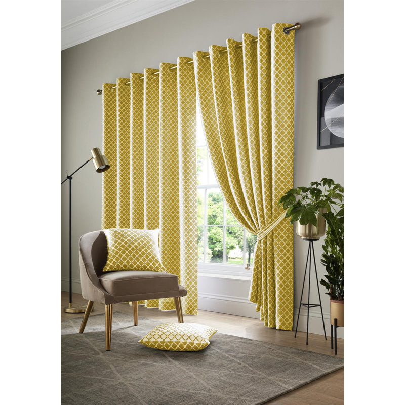 Dareece Cotswold Eyelet Ring Top Curtains, Width 228 x Drop 228 cm, Ochre