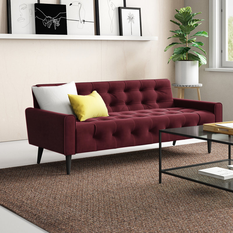 Bernon Tufted Velvet Sofa, Maroon
