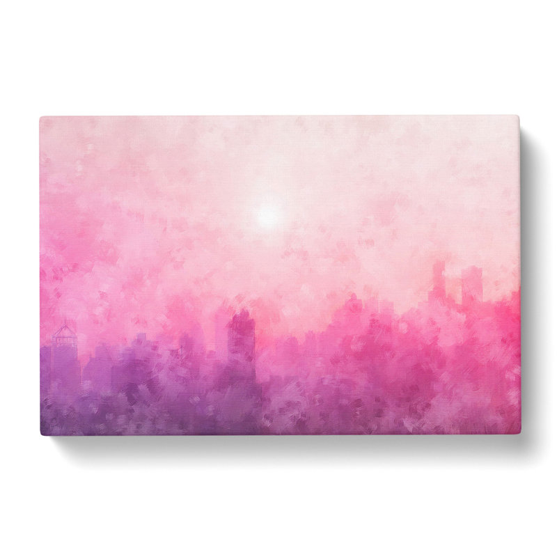 Pink Fog over the City - Wrapped Canvas Painting Print, 50cm H x 76cm W x 3cm D
