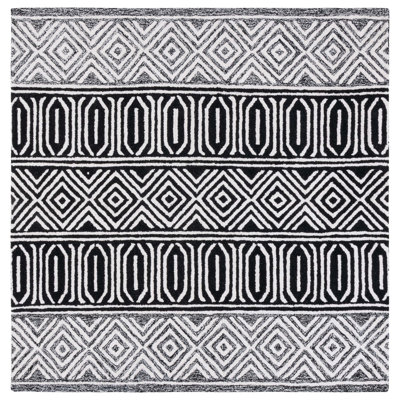 Tapis noir à motif géométrique touffeté à la main Capri Capri