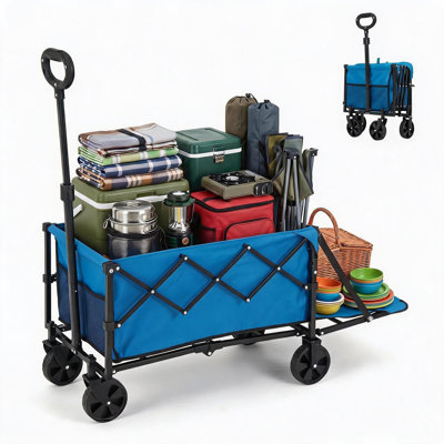 Chariot utilitaire pliant pliable pour jardin - roues à double roulement