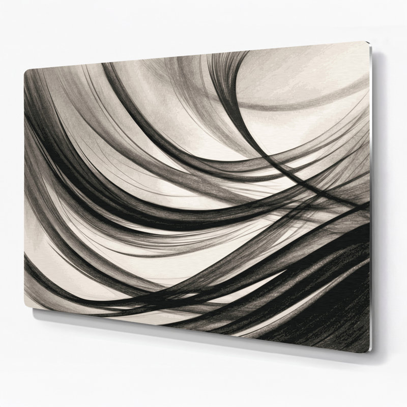 Art mural horizontal gris rayé gris anthracite, H 11 po x l 14 po
