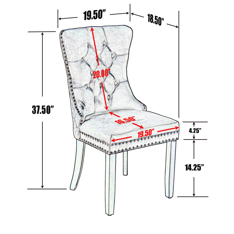 Sleek Gray Velvet Upholstered Tufted High-Back Dining Chair