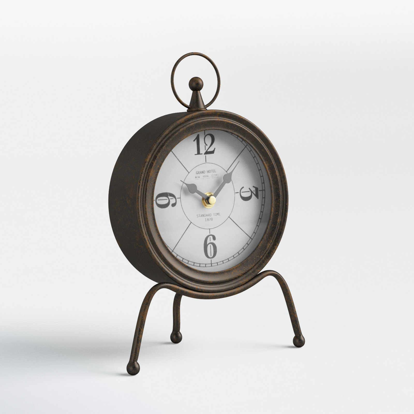 Analog Mechanical Tabletop Clock in Dark Brown