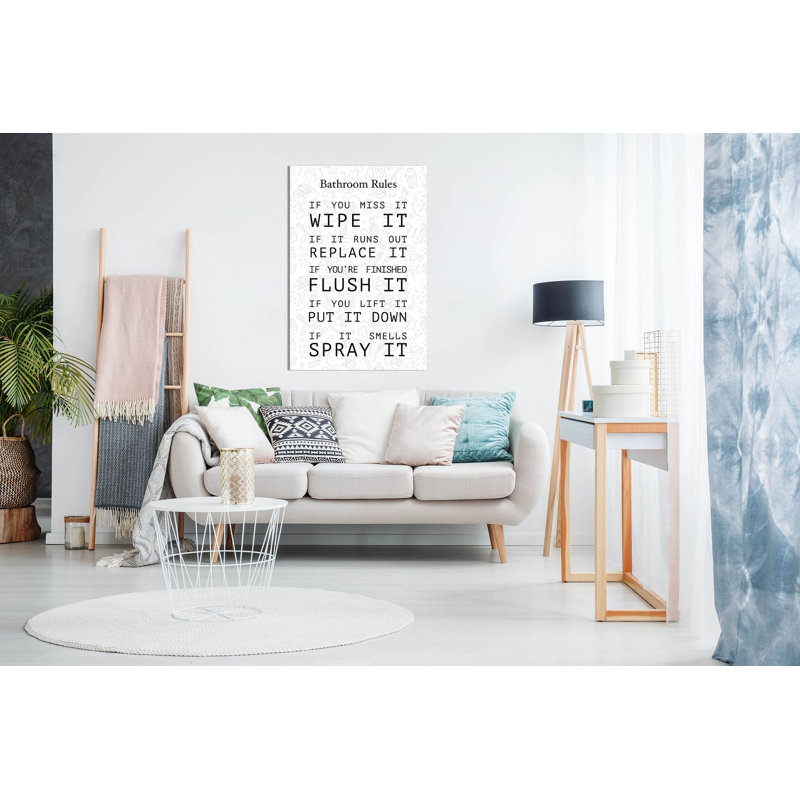 Bathroom Rules - Wrapped Canvas Print, 91cm H x 61cm W