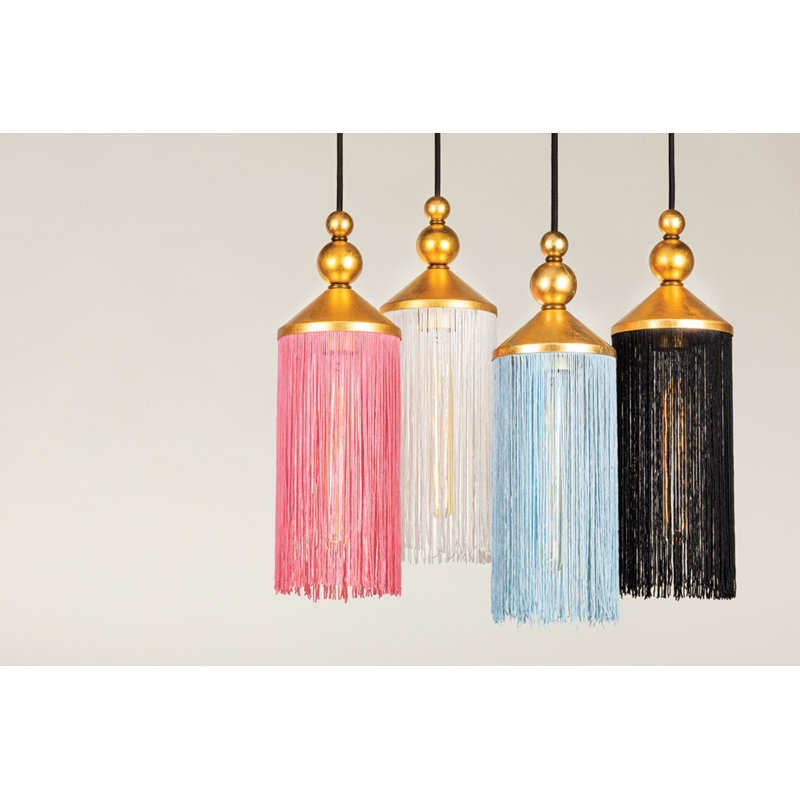 Luminaire suspendu cylindrique à 1 lumière Scarlett, Feuille d'or / noir