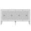 Console moderne blanche avec accents argentés, panneau de particules enduit 100% mélamine, épaisseur: 0,7 pouce | Nombreuses tablettes murales au design élégant pour le salon et le vestibule-53919016
