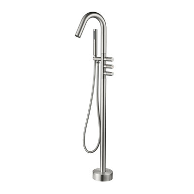Triple Handle Floor Mounted Freestanding Tub Filler with Handshower