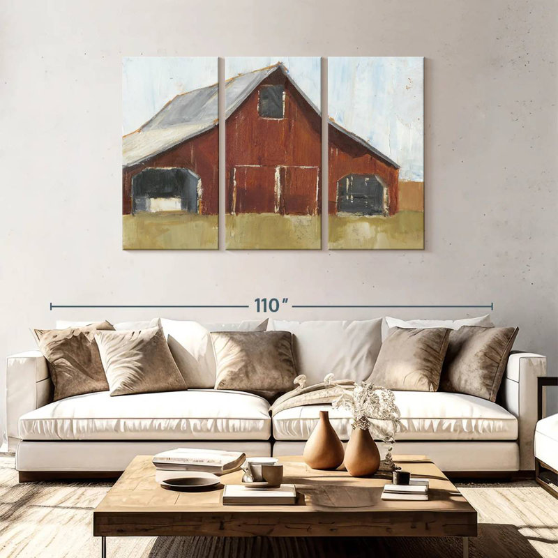 Lilie Rustic Red Barn I, 48" H x 74" W