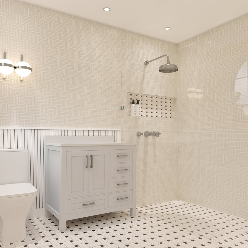 Rooh 36'' Single Bathroom Vanity with White Quartz Top, White