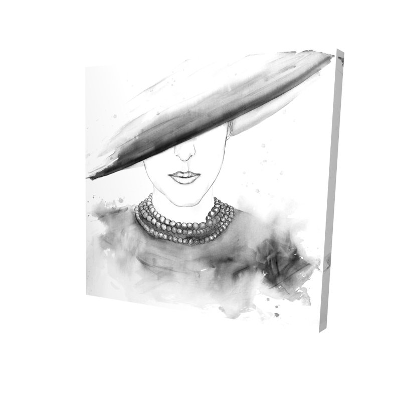 Mysterious Lady with Hat Canvas - Elegant Art mural de chambre à coucher