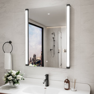 28 po X 36 po Miroir de salle de bain à DEL avec fonction pivotante, éclairage à intensité variable et fonction mémoire