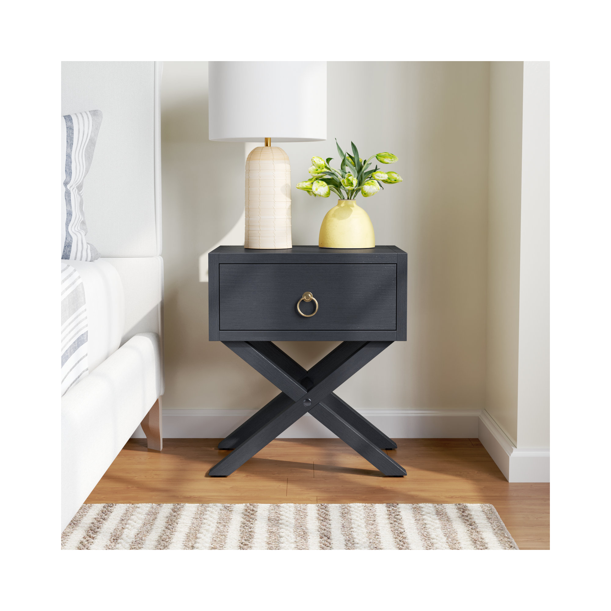 Elin 1 - Drawer Nightstand, Navy Blue