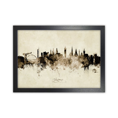 Glasgow Scotland Skyline Vintage by Michael Tompsett - 1 Piece Wall Art