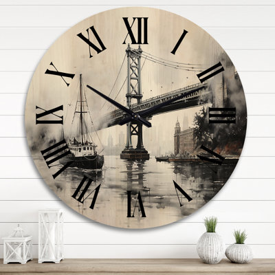 Horloge murale surdimensionnée Grey Bridge Urban Suspension III - Architecture
