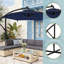 Parasol suspendu de 10 pi à DEL avec ajustement de l'inclinaison, 6 nervures robustes et auvent en polyester protégé contre les rayons UV, idéal pour la cour, la piscine, la pelouse et le jardin, la marine-1526587864
