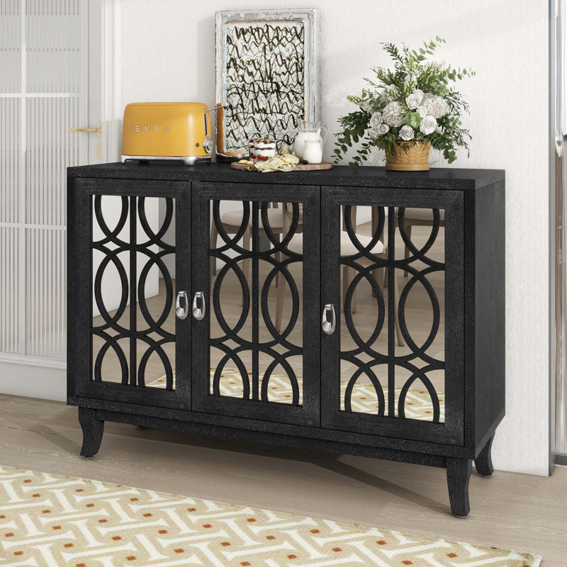 Mardella 47.18'' Sideboard,Buffet,Dining cabinet,Credenza with adjustable shelves, Black