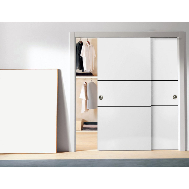 Porte de grange en bois massif massif, 60 po x 84 po, Satin blanc