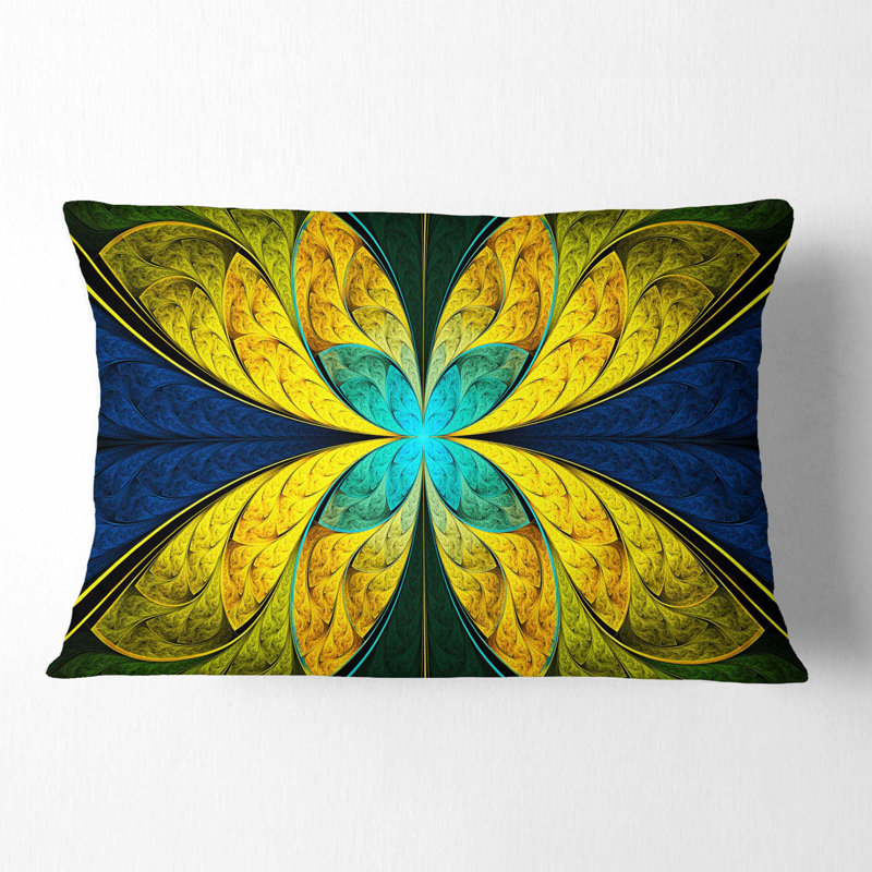 Coussin décoratif floral jaune vif