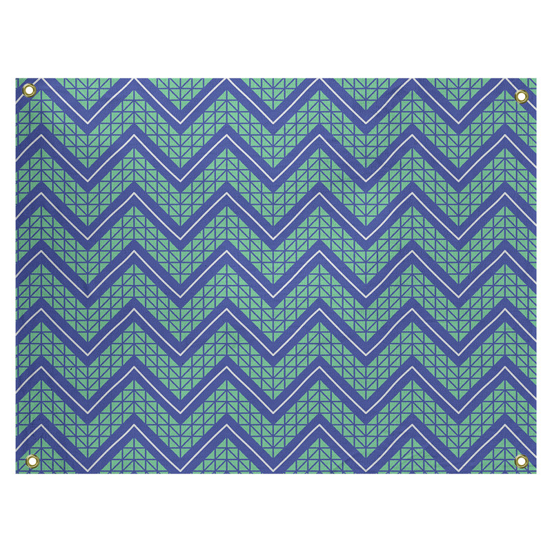 Tapisserie Stephenie, H 26 po x l 36 po, Bleu / Blanc / Vert