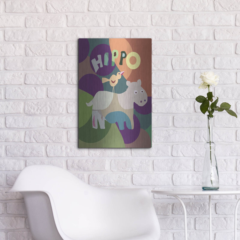 Art mural en métal «Hippo» par Holly McGee, H 24 po x l 16 po