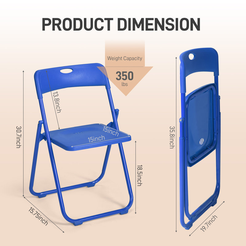 Patio Dark Blue Plastic Folding Chair(Set Of 6), Blue