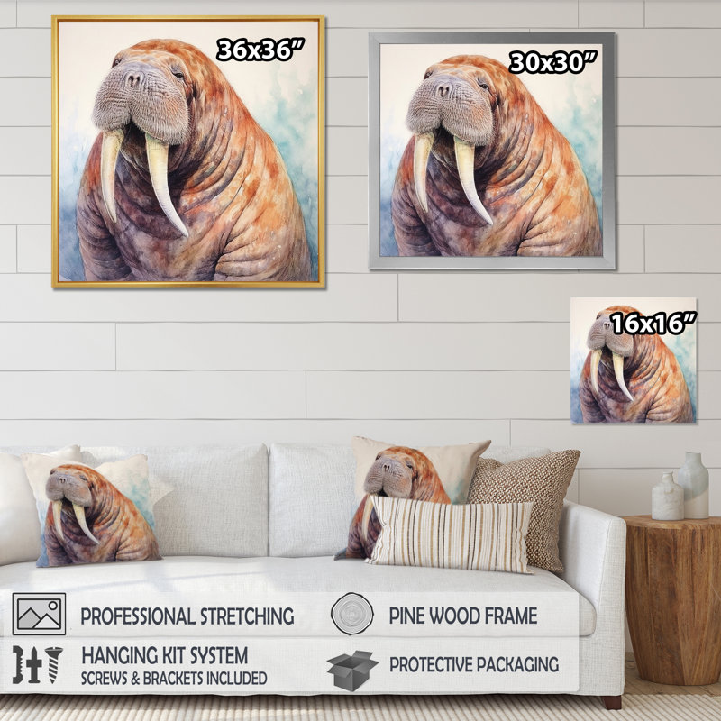 " Wild Walrus ", Black Floater Framed, 16" H x 16" W x 1" D