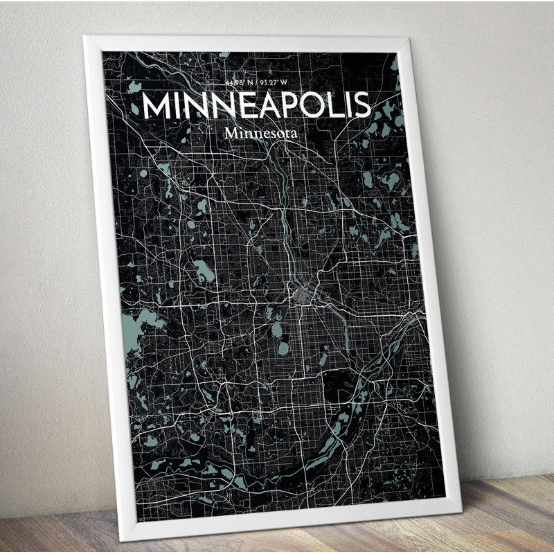 Minneapolis City Map - No Frame Print, 91.4cm H x 61cm W x 0.13cm D