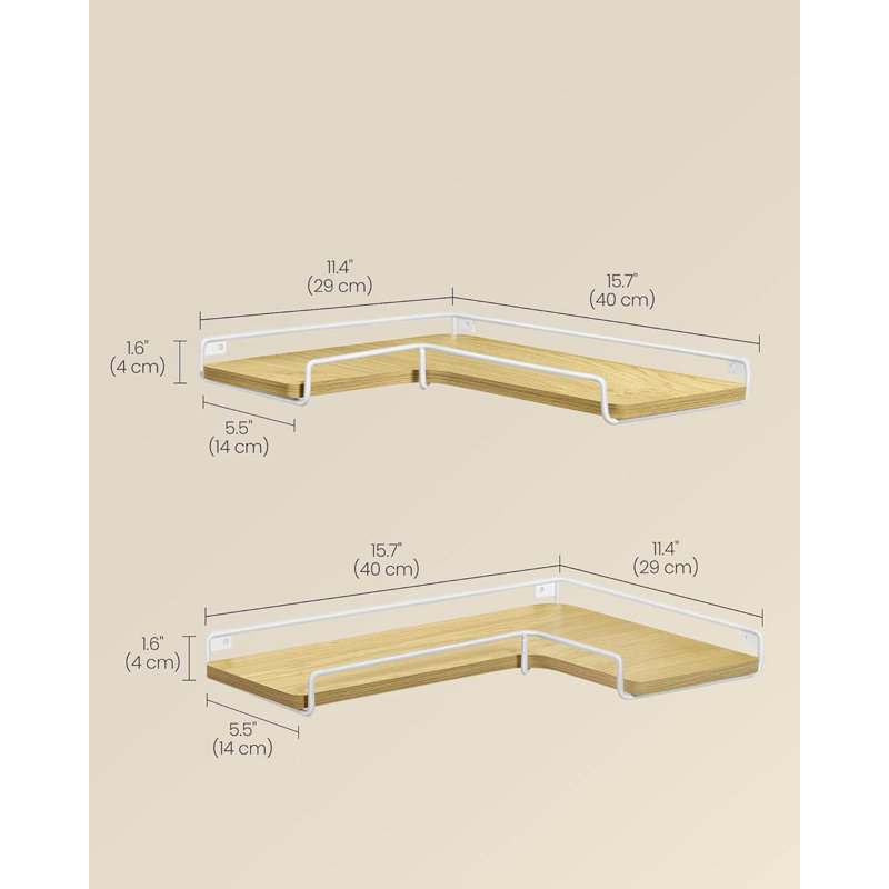 Corner Shelf, Natural Oak/Cloud White