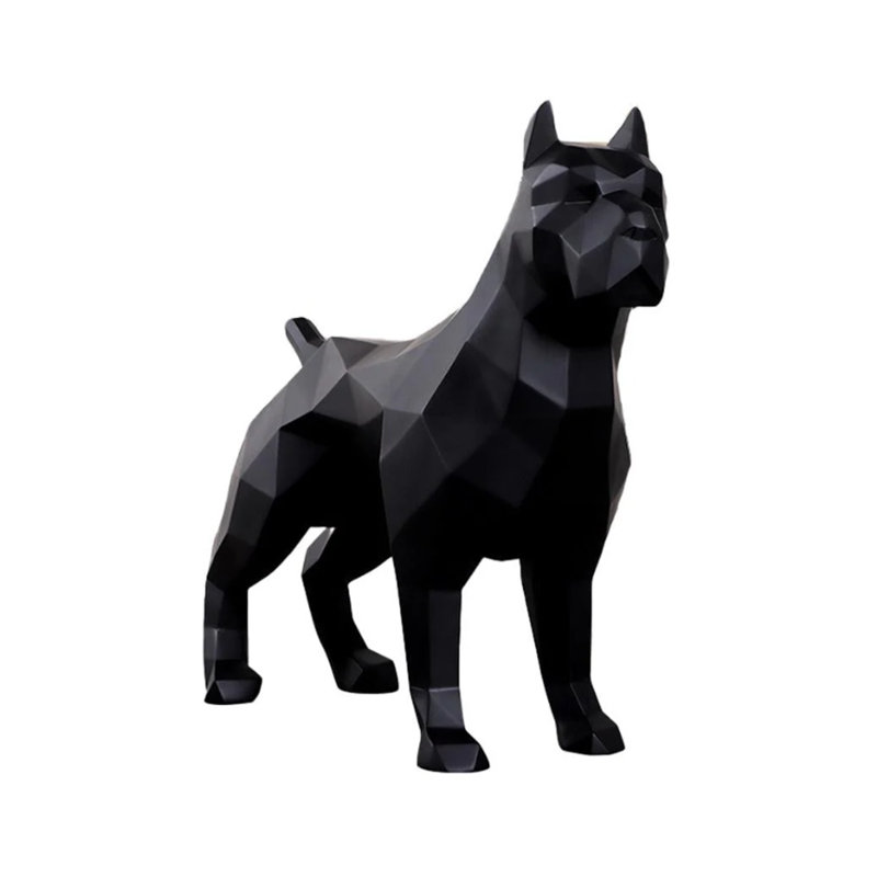 Statue cubique noire en forme de Pitbull Faceta