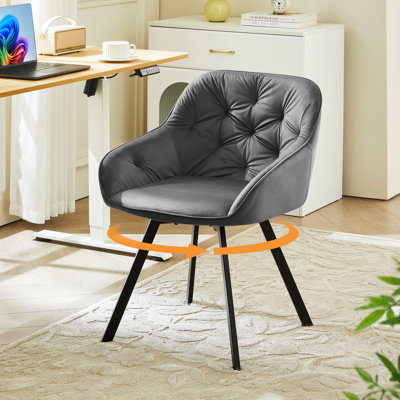 48cm H Velvet Upholstered Metal Armchair