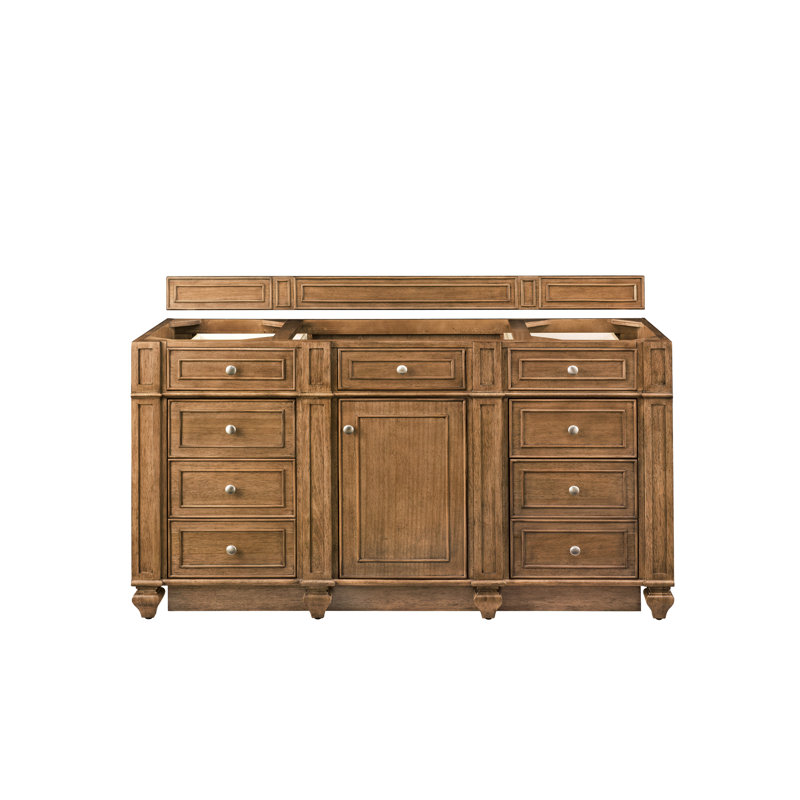 Bristol 60'' W Single Bathroom Vanity Base, Saddle Brown