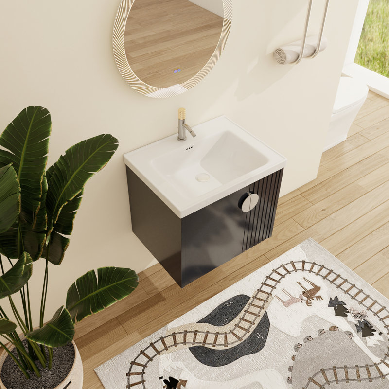 Meuble-lavabo mural simple 24 po Bratislava, Noir, 24"