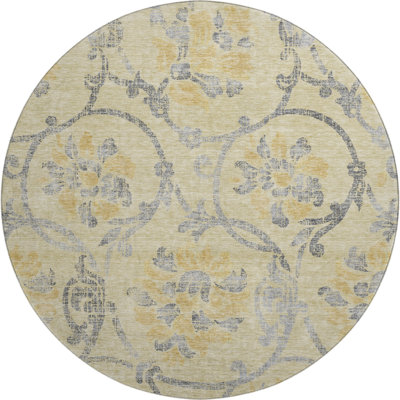 Premium Machine Washable Prisco Gold Rug