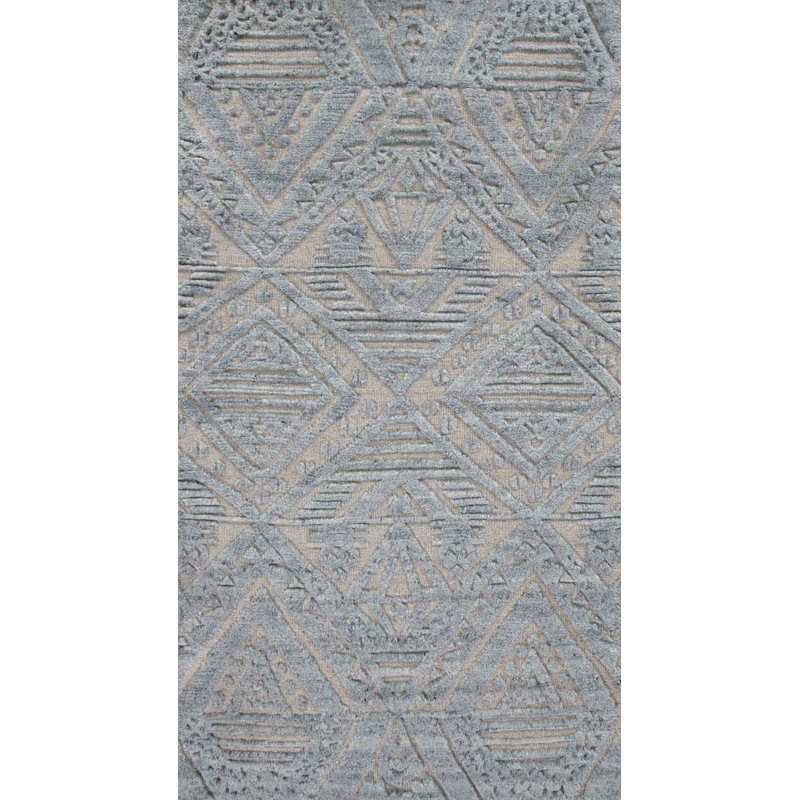 Bariloche Wool Geometric Area Rug in Blue, Rectangle 5' x 7'