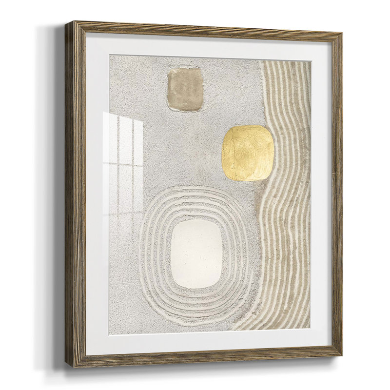Golden Ishi II, reproduction encadrée, Papier avec cadre noyer, Blanc
