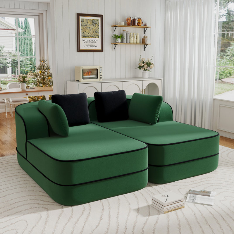 Canapé modulaire 77,2 po Teddy, Vert émeraude