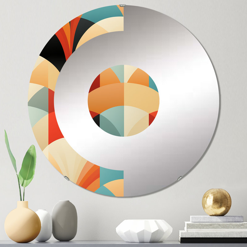 Miroir mural Beige Turquoise Retro Revival, 23,6 po x 23,6 po