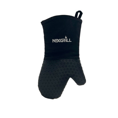 Nexgrill Silicone Oven Mitt, Heat-Resistant BBQ Glove with Hanging Loop, Non-Slip Grill Glove for Kitchen, Baking, and Outdoor Grilling, Black - 530-0