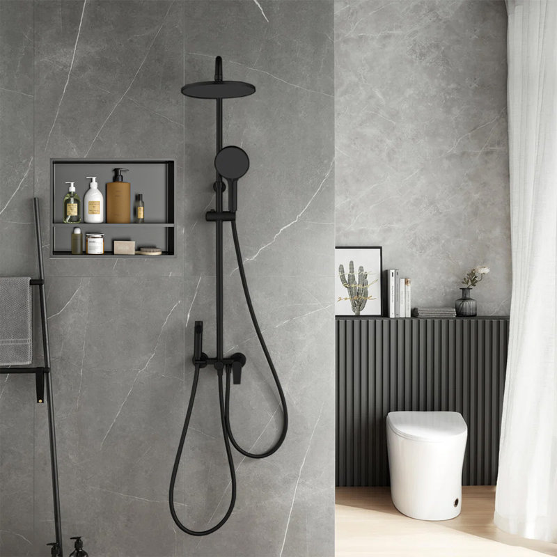 Niche de salle de bain en acier inoxydable, H 14 po x l 18 po x P 3,94 po, Bronze industriel-noir