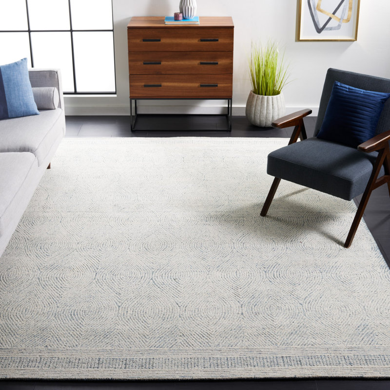Cole Hand Tufted Wool Rug, Rectangle 3' x 5', Blue/Ivory