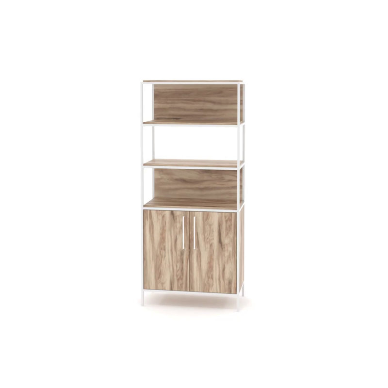 White and Kiln Acacia Adjustable Kids' Storage Bookcase with Doors