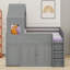 Lit mezzanine complet avec bureau, tiroirs et armoires-807067245