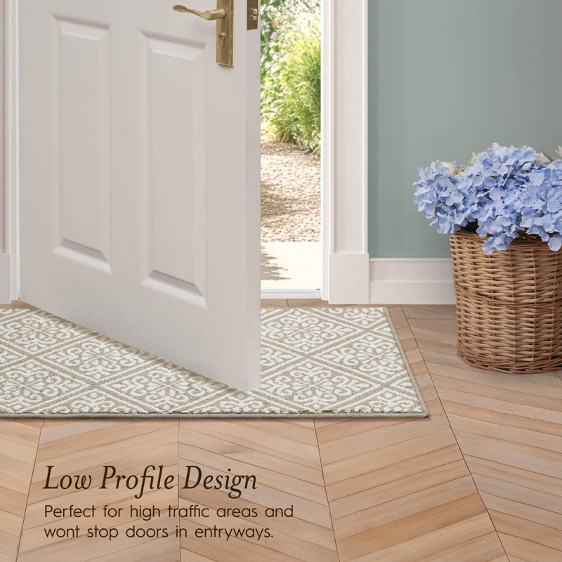 Austell Machine Woven Synthetic Geometric Area Rug, Linen/Natural, Runner 2'2" x 5'