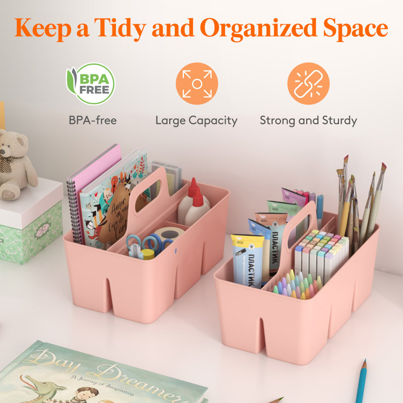 Plastic Desk Organiser, Pink