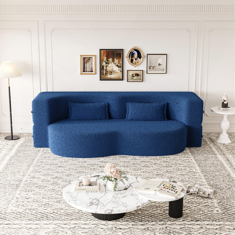 Canapé moderne avec 2 coussins, Bleu