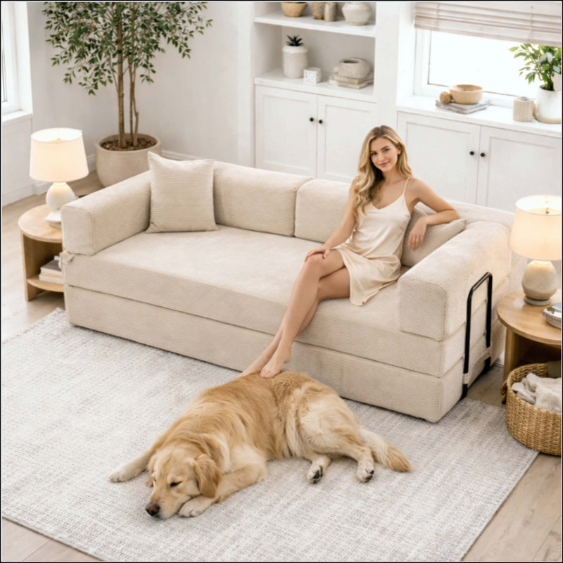 Canapé-lit modulaire en mousse Boneless, Beige