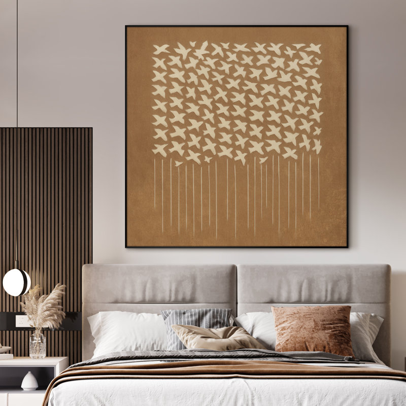 Très grande reproduction d'oiseau abstraite d'oiseau - décoration géométrique moderne pour le salon ou la chambre à coucher, assemblage de cadre requis (assemblage de cadre requis)