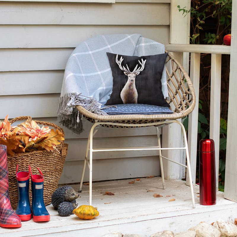 Lonely deer - 16"x16" Outdoors Throw pillow - Spun poly - Print on demand, 16" H x 16" W