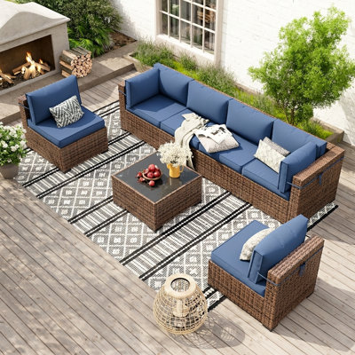 Rattan Sectional Conversation Sets With Coffee Table